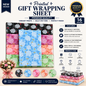 Floral Pattern Gift Flower and Booked Wrapping Sheet
