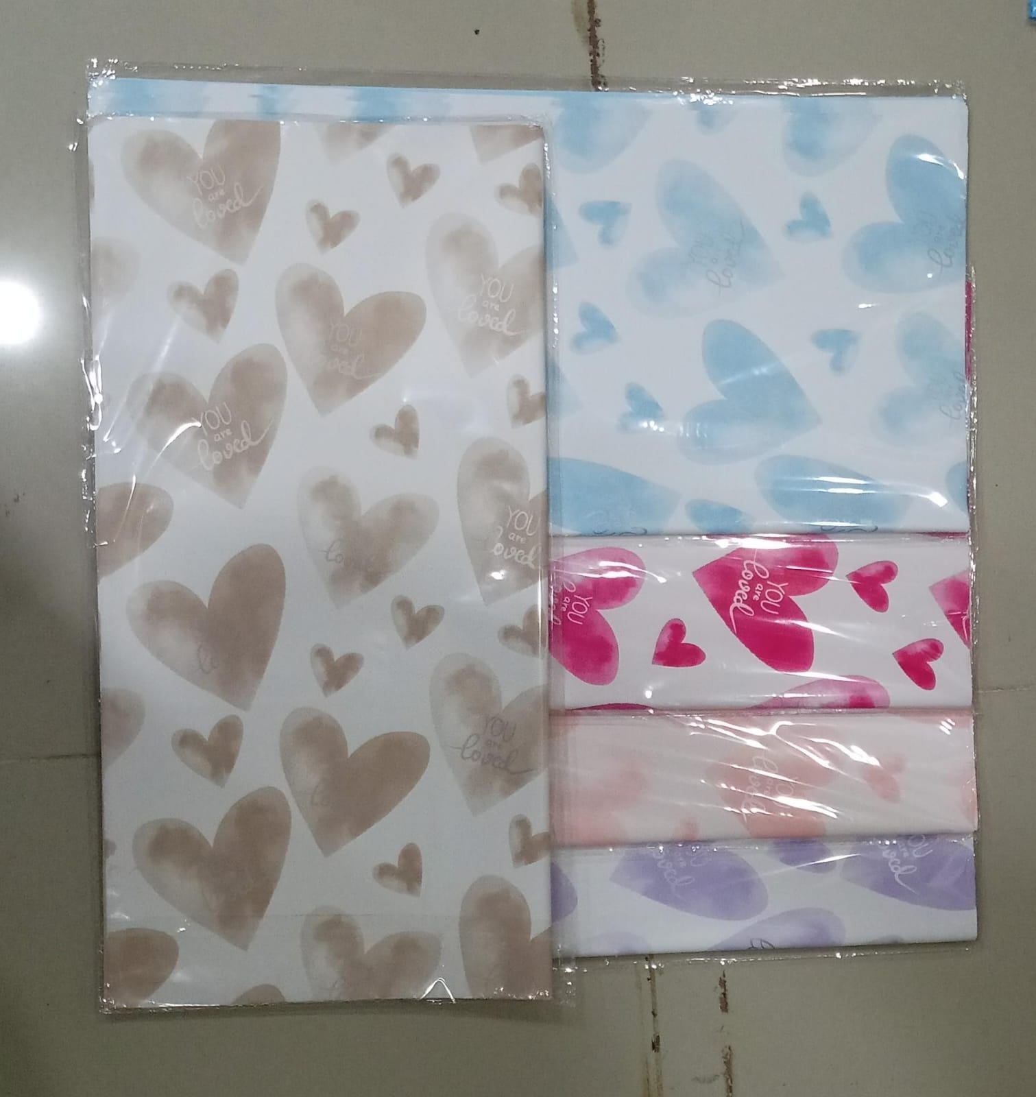 Printed Heart Colour Gift Flower and Booked Wrapping Sheet - Image 2