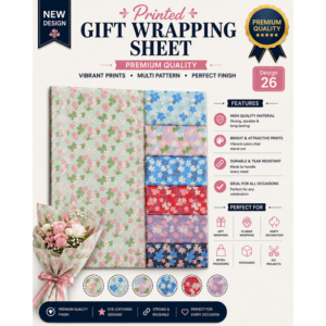 Printed Heart Gift Flower and Bouquet Wrapping Sheet