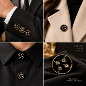 Premium Black Gold Crystal– Luxury Coat & Suit Button.