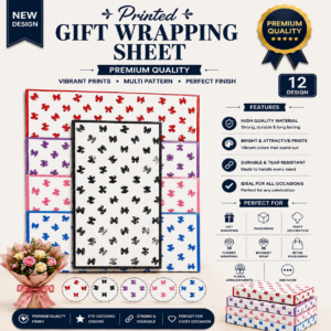 Premium Printed Gift Flower and Booked Wrapping Sheet