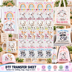 Cute Baby Animals DTF Transfer Sheet