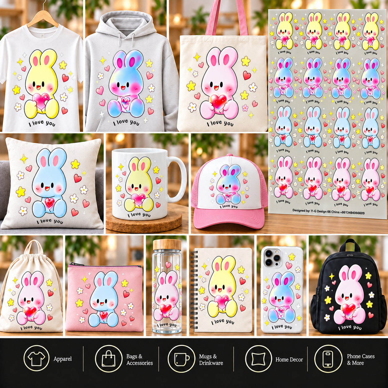 Cute Bunny DTF Transfer Sheet – Design