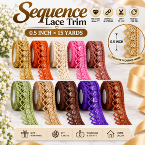 Sequin Lace Trim – 0.5 Inch × 15 Yards