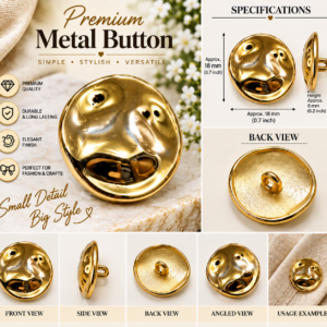 Shiny Metallic Button – Gold