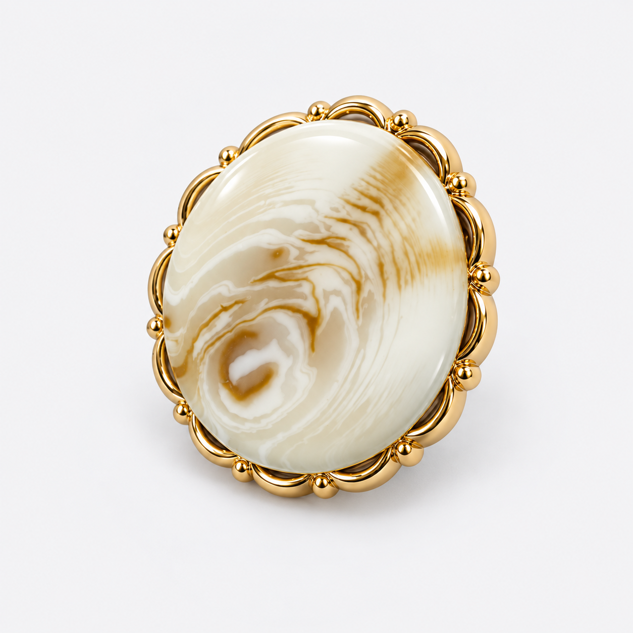Premium White Marble Gold Border Button. - Image 4
