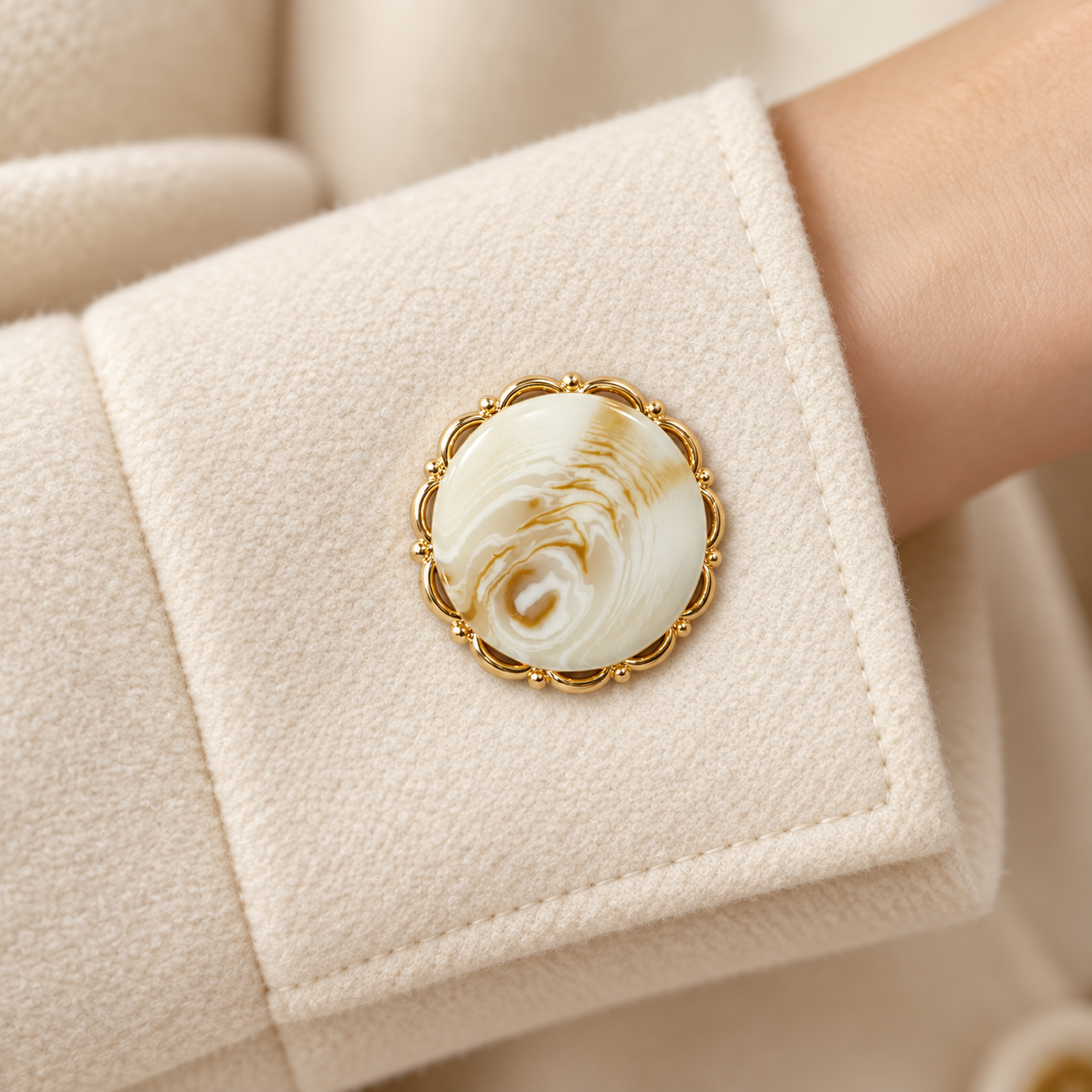 Premium White Marble Gold Border Button. - Image 5