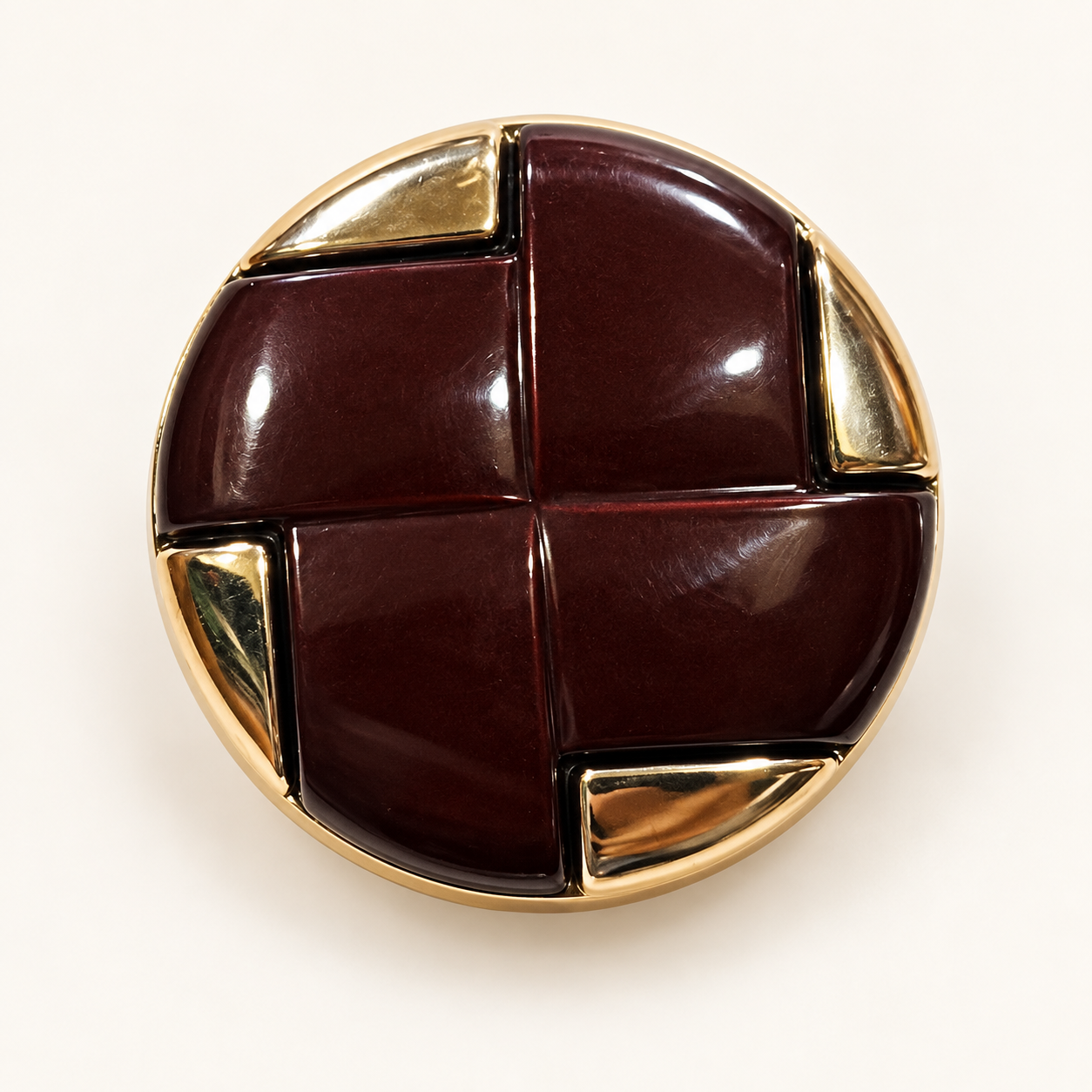 Premium Brown Mosaic Button – Gold Accent. - Image 2
