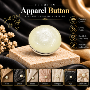 Premium Pearl Apparel Button – Ivory Glossy Finish.