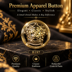 Black Royal Crest Apparel Button.