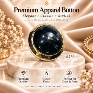 Premium Black & Gold Apparel Button.