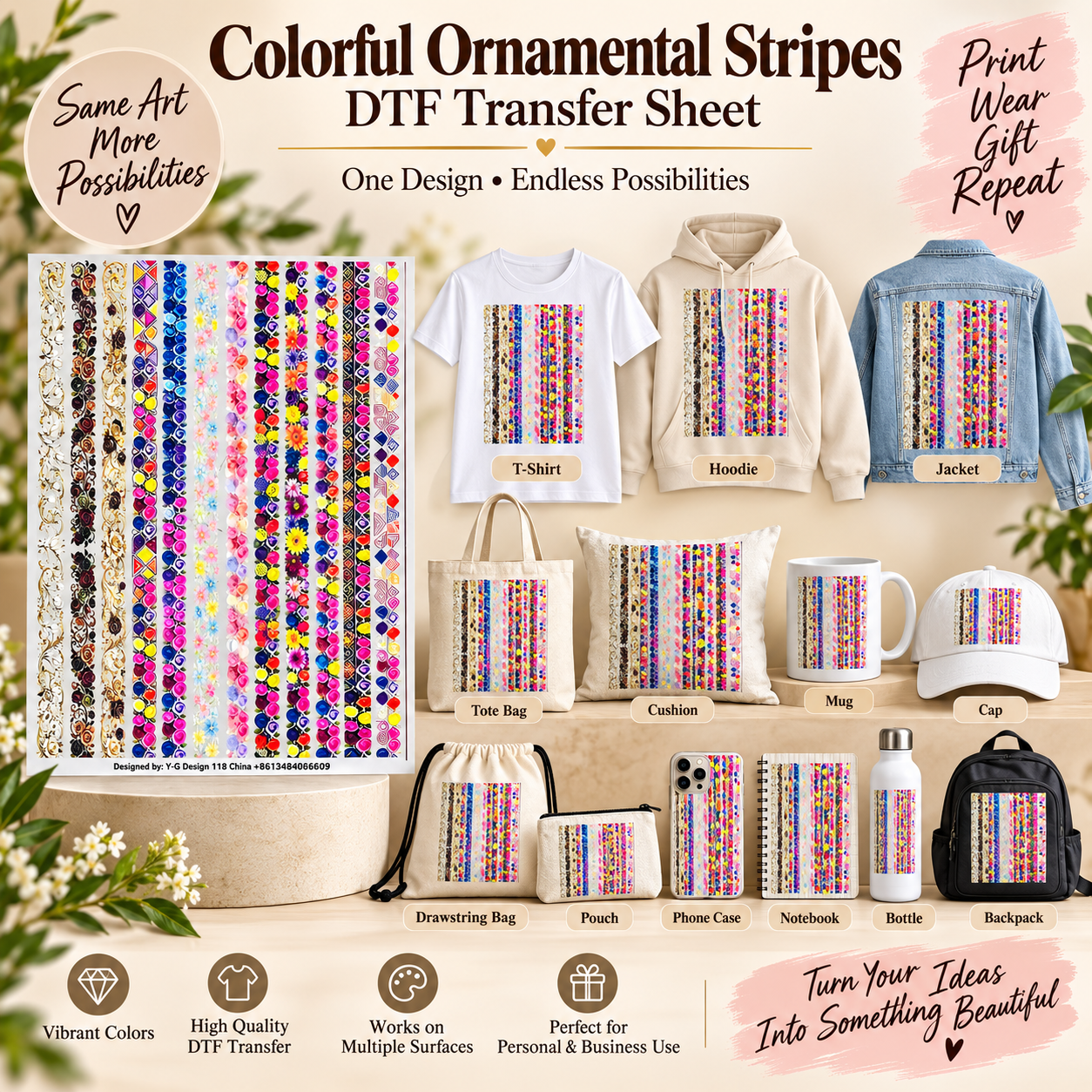 Decorative Floral Border Sticker Sheet.