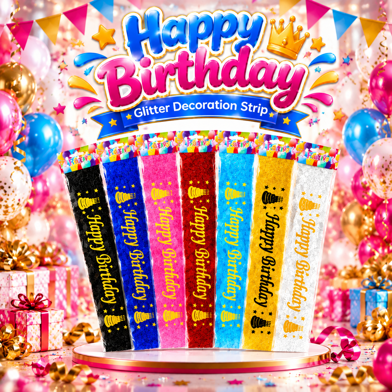 Happy Birthday Sash Wear – Glitter Birthday Party Decoration Sash