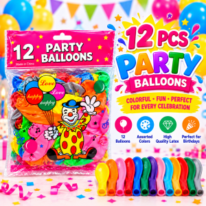 12 Pcs Colorful Party Balloons – Clown Design