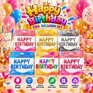 Happy Birthday Foil Balloon Set – Colorful Letter Balloons.