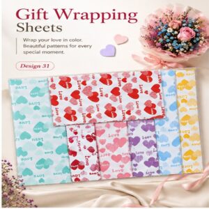 Love Heart Print Gift & Flower,Bouquet Wrapping Sheets