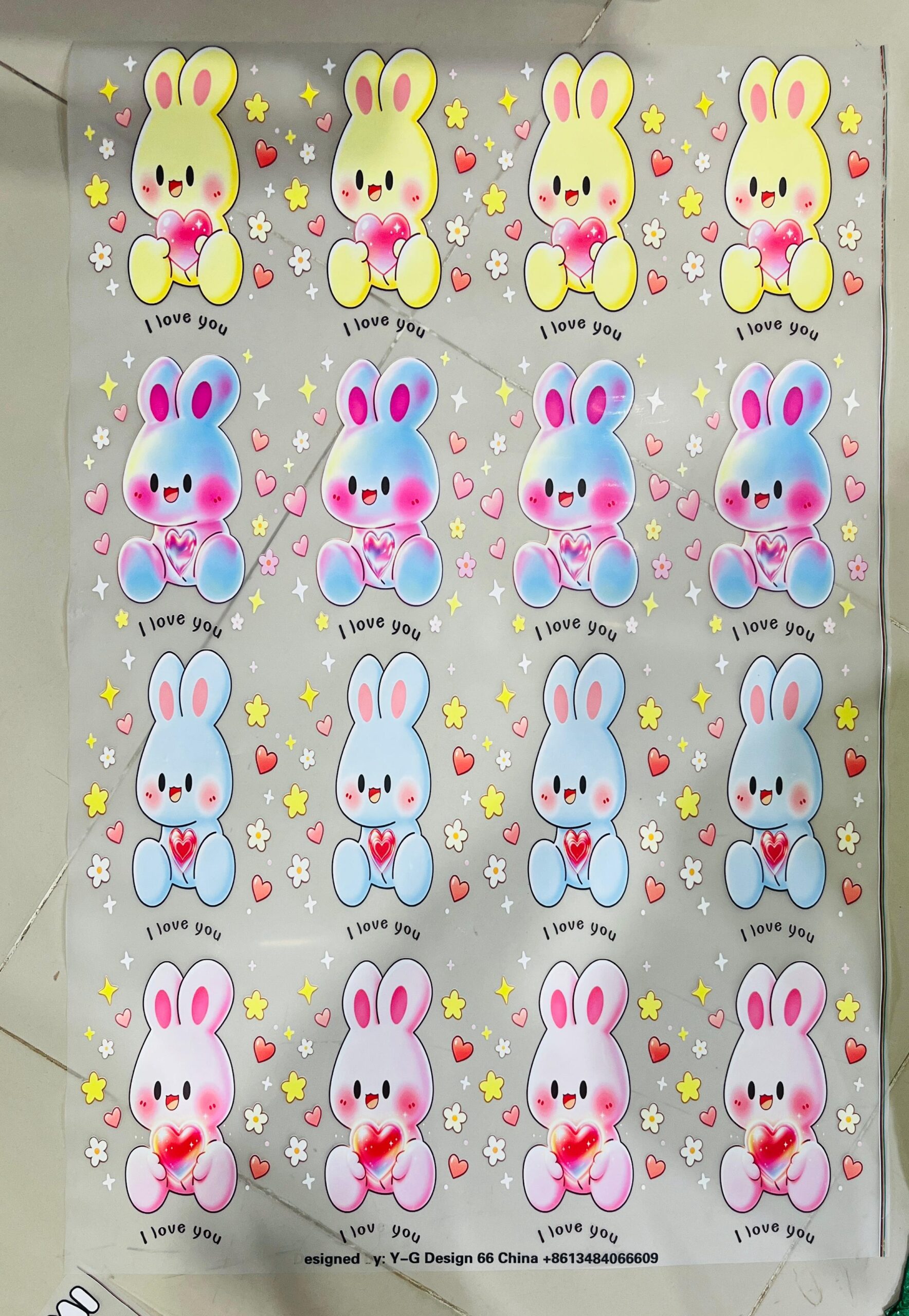 Cute Bunny DTF Transfer Sheet – Design - Image 2