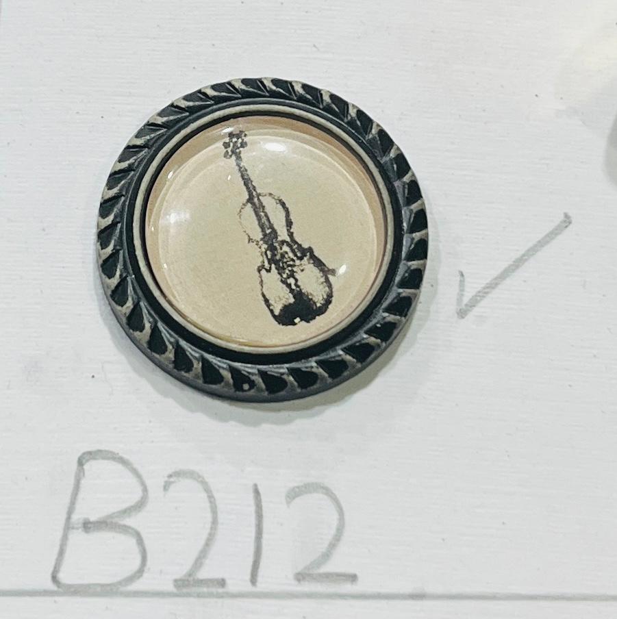 Vintage Violin Design Apparel Button. - Image 2