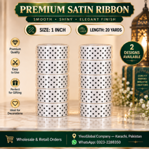 Premium Polka Dot Satin Ribbon – 1 Inch × 20 Yards